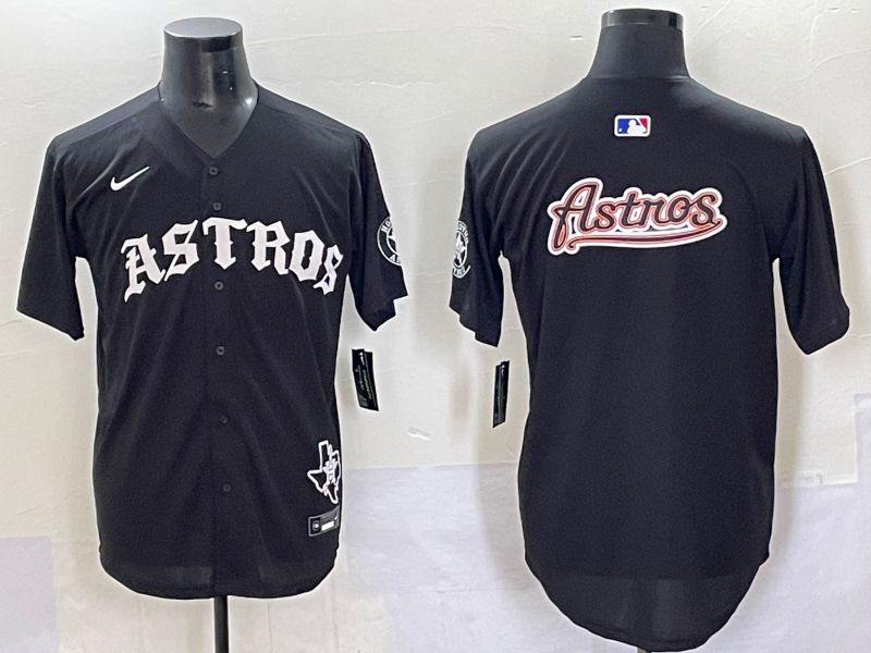 Men 2025 Houston Astros Blank Black Seven generations Joint Name Nike MLB Jersey style 7